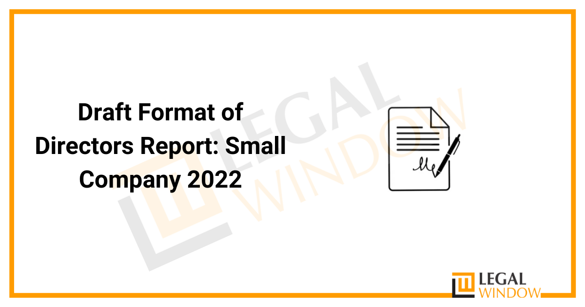 Draft Format of Directors Report: Small Company 2022